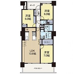 コットンハーバータワーズベイウエスト 3LDKの間取図画像