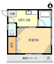 コーポ第三フクジュ 1階1Kの間取り