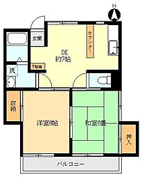 ロイヤルハイツ浅香 2DKの間取図画像