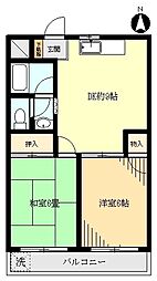 ニューハイム浅香 2DKの間取図画像