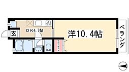ヴィレッヂ本願寺 1階1DKの間取り