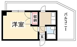 マンションルンビニーII 5階1Kの間取り