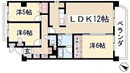 ガーデンコート元八事 4階3LDKの間取り