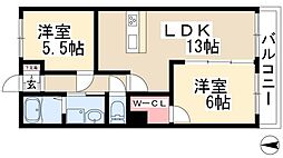 近藤ハイツ 3階2LDKの間取り
