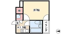 アドハウス 4階1Kの間取り