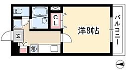 WEST 3階1Kの間取り