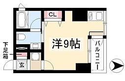 ベレーサ新瑞橋 6階ワンルームの間取り