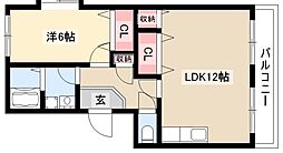 リヴェール保呂 3階1LDKの間取り