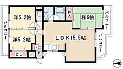 グレイスコート原 2階3LDKの間取り