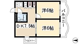 ラフォーレ八事 5階2DKの間取り