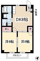 シティ・ドミール 2階2DKの間取り