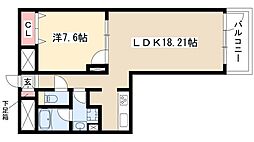 レジディア東桜II 7階1LDKの間取り