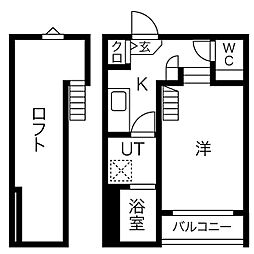 ザ・レジデンス原 1階1Kの間取り