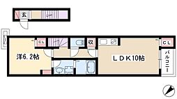 プチメゾン松和花壇 2階1LDKの間取り
