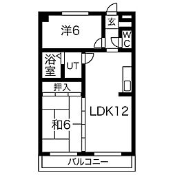 アビタマルフク III 1階2LDKの間取り