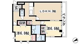 第2中央ビルディング 1階2LDKの間取り