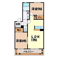 グランデール南山　C棟 1階2LDKの間取り