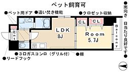 ドゥナーレ東別院 3階1LDKの間取り