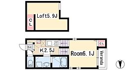 ルミエールＨＳ 1階1Kの間取り
