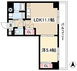 アビターレ車道 3階1LDKの間取り