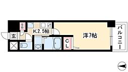 フローライト上前津 7階1Kの間取り