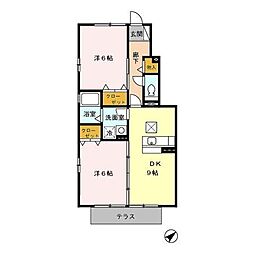 パークベルデ　A棟 1階2LDKの間取り