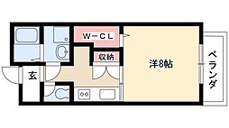 ベルコリーヌ八事山 2階1Kの間取り