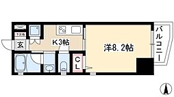 セレニティー金山 7階1Kの間取り