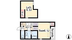 ネオメゾナ津賀田 1階1Kの間取り