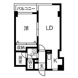 ARK21ビル 3階1LDKの間取り