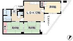 日映マンションII 8階3LDKの間取り