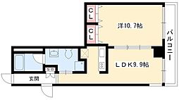 レジディア東桜II 9階1LDKの間取り