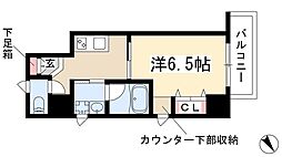 セレニティー東山公園 4階1Kの間取り