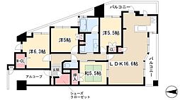 グランカーサ上前津 9階3LDKの間取り