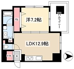 カスタリア伏見 3階1LDKの間取り