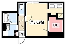 Branche覚王山II 3階ワンルームの間取り