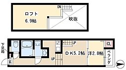 ハーモニーテラス堀田 2階2Kの間取り