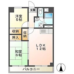 ヴェルデ平針南 5階2LDKの間取り