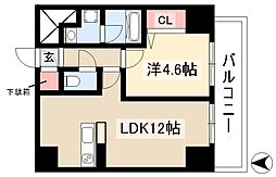 プレミアム大須 8階1LDKの間取り