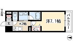カンピオーネ御器所通 10階1Kの間取り