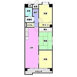 ヒルトンブルー 2階3LDKの間取り