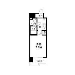 エコロジー鶴舞レジデンス 8階1Kの間取り