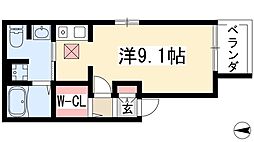 エスポワール 1階ワンルームの間取り