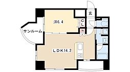 プロシード金山2 7階1LDKの間取り