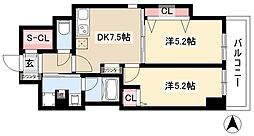 パークアクシス新栄 6階2DKの間取り