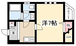アムール金山 3階1Kの間取り