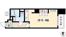 ドゥーエ大須 13階ワンルームの間取り
