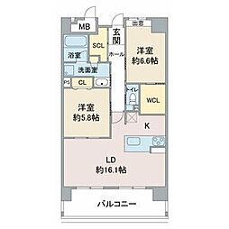 Epoch IKAI 1階2LDKの間取り