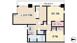 スクエアアパートメント 2LDKの間取図画像