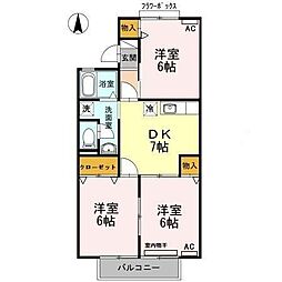 トゥインクルKB棟 3DKの間取図画像